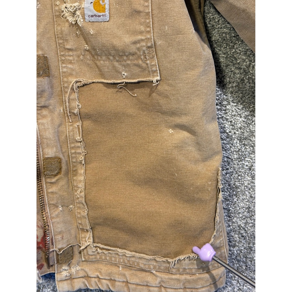 Carhartt Jacket Women Medium Brown WC026 CML Distressed Canvas Quilt Lined Coat* - Picture 5 of 16